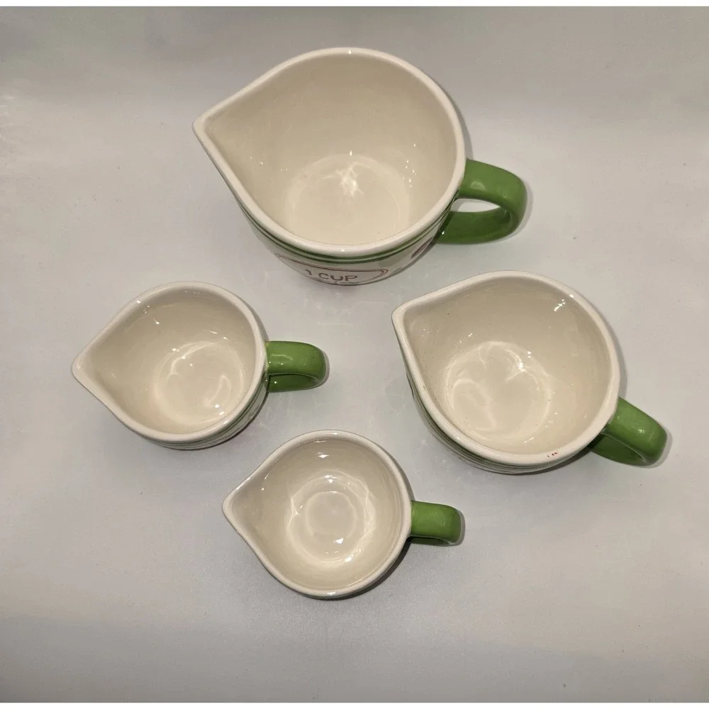 Pier One Imports Ceramic Cherry Measuring Cup‎ Set Of Four Complete -774/A4